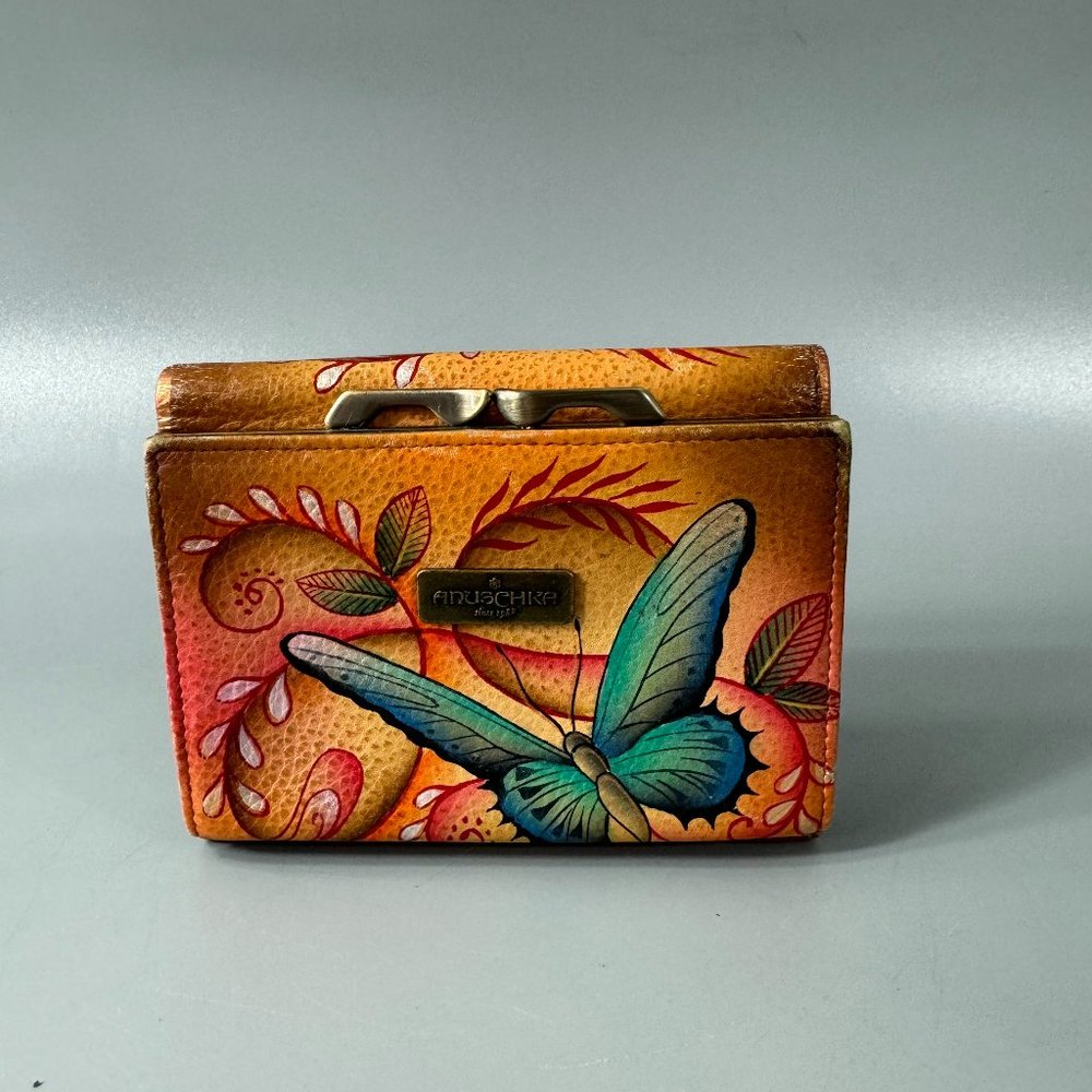 Anuschka Hand Painted RFID Blocking Small Flap French Wallet